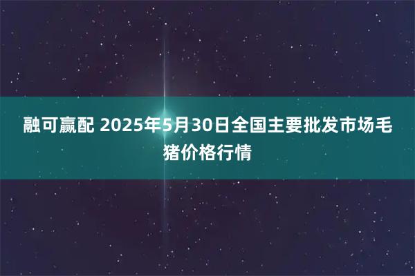 融可赢配 2025年5月30日全国主要批发市场毛猪价格行情